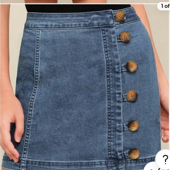 Free People Denim Button-Up Skirt - Picture 2 of 5